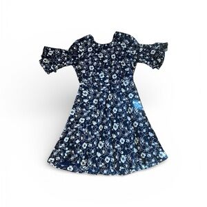 Brooks Brothers Navy Blue Dress Floral Short Sleeve Back Zip Size 8. NWOT